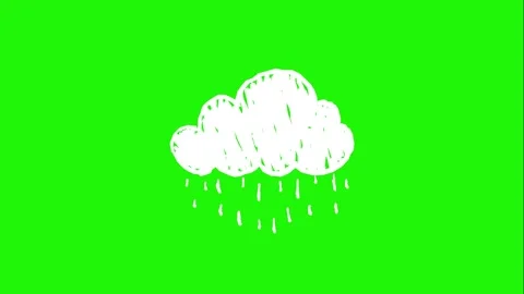 Hand drawn rain cloud looping animation on green background Stock Footage 340269869
