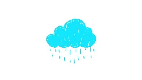 Hand drawn rain cloud looping animation on white background Stock Footage 340273212