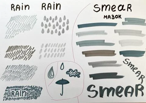 Hand drawn rain elements Stock Illustration