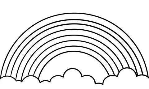 Hand drawn rainbow background and clouds Stock Illustration