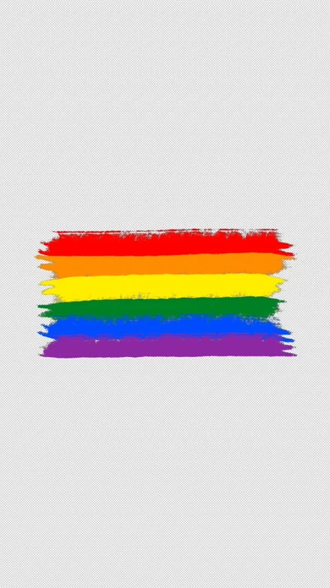 Hand drawn rainbow brush stroke animation on transparent background. Stock Footage 334768256