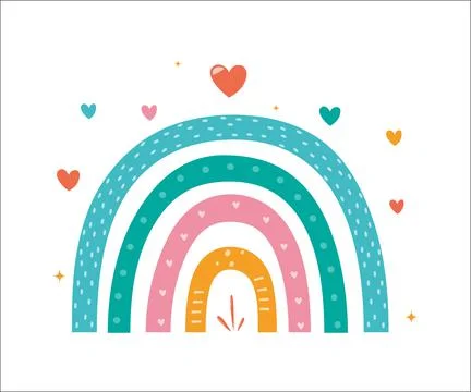 Hand drawn rainbow. Creative Scandinavian kids texture for fabric, wrapping,  Stock Illustration