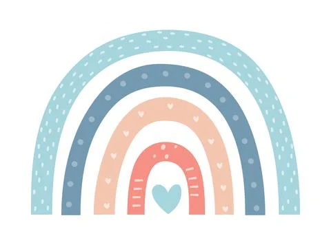 Hand drawn rainbow. Creative Scandinavian kids texture for fabric, wrapping,  Illustrazione stock