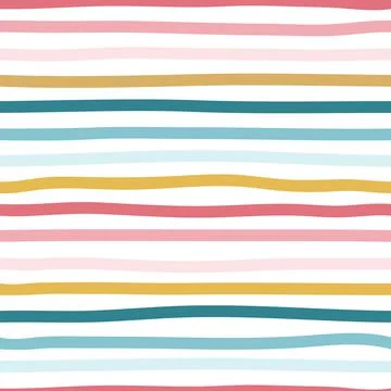 Hand-Drawn Rainbow Striped Vector Seamless Pattern Background Stock Illustration