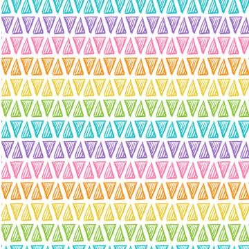 Hand drawn rainbow triangles on white background. Stock Illustration