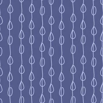 Hand drawn raindrop on a string purple monochrome cute seamless pattern Stock Illustration