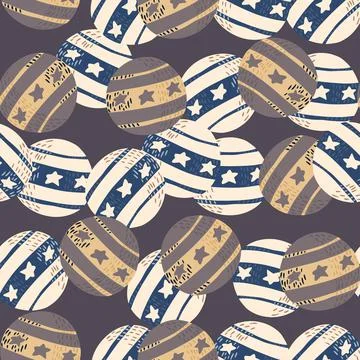 Hand drawn random seamless pattern with simple white and grey colored circus  Stock Illustration