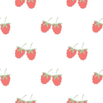Hand drawn raspberry seamless pattern vector illustration Stock Illustration
