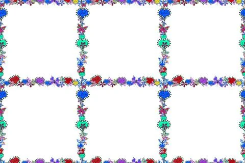 Hand drawn raster border frame doodles. Raster illustration. Seamless. 스톡 일러스트