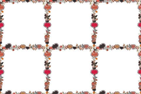 Hand drawn raster border frame doodles. Raster illustration. Seamless. Stockillustratie