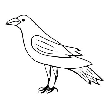 Hand-drawn raven on a light background vector illustration Stock Illustration