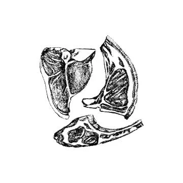 Hand drawn raw meat Stock Illustration