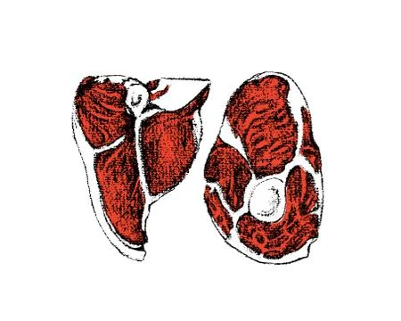 Hand drawn raw meat Stock Illustration