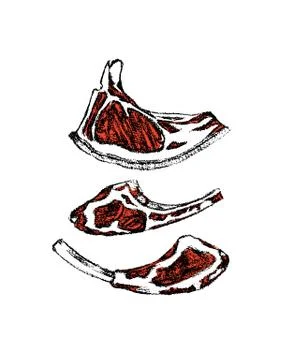 Hand drawn raw meat Stock Illustration