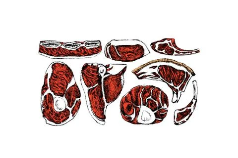 Hand drawn raw meat Stock Illustration