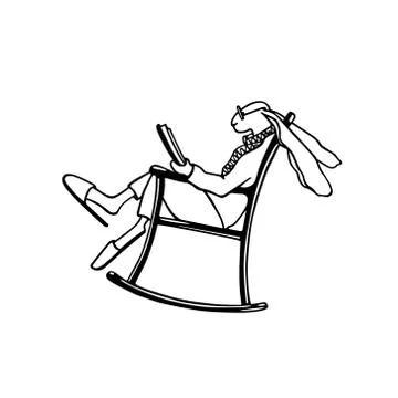 Hand drawn reading hare Stock Illustration