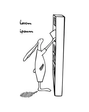 Hand drawn reading hare Stock Illustration
