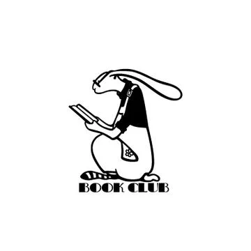 Hand drawn reading hare Stock Illustration