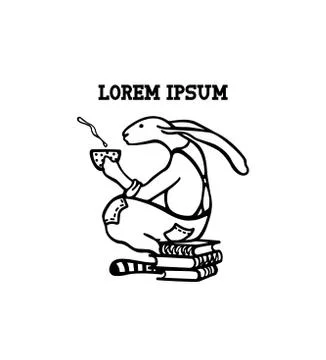 Hand drawn reading hare Stock Illustration