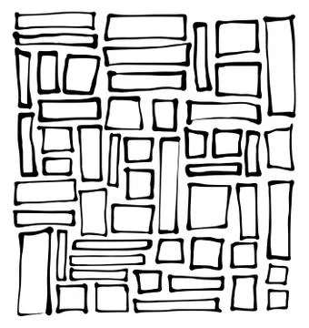 Hand-drawn rectangle and square shapes over white Illustrazione stock