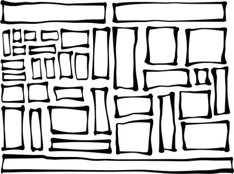 Hand-drawn rectangle and square shapes over white Stock-Illustration