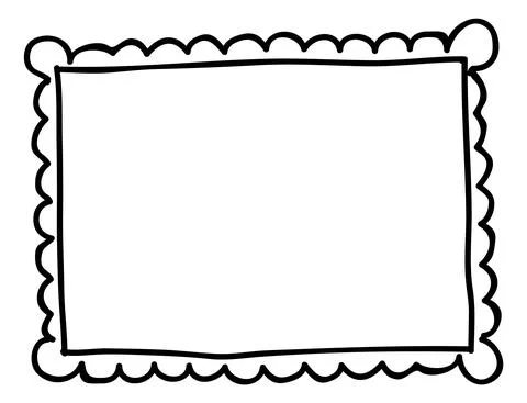 Hand drawn rectangle frame. Cute vintage shape in doodle style Stock Illustration