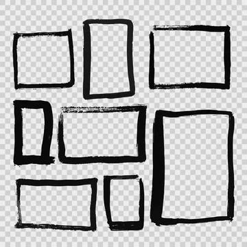 Hand drawn rectangle frames created by dry brush. Stock Illustration