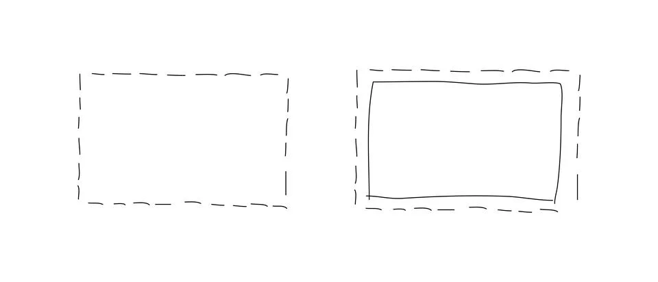 Hand drawn rectangle frames set. Lined border. イラスト素材