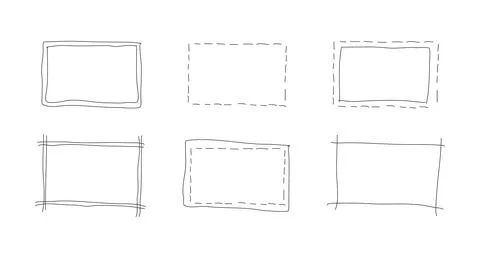 Hand drawn rectangle frames set. Doodle rectangular shapes. Stock Illustration
