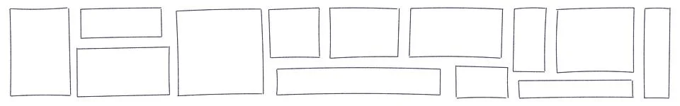 Hand drawn rectangular frame with rough brush strokes, sketchy pencil and marker Stock Illustration