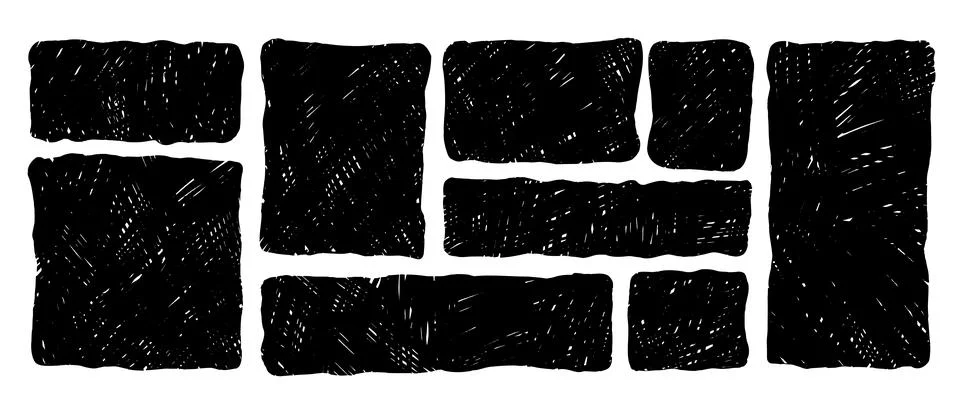 Hand-drawn rectangular frames with organic wavy edges. Black pencil borders Stock Illustration
