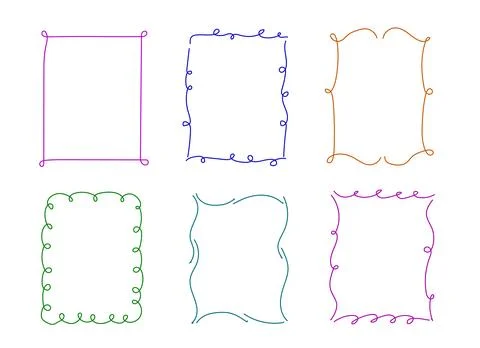 Hand drawn rectangular frames, wavy line borders Stock Illustration