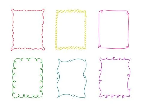 Hand drawn rectangular frames, wavy line borders Stock Illustration