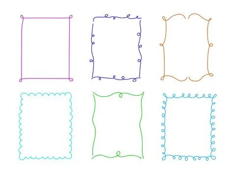 Hand drawn rectangular frames, wavy line borders Stock Illustration