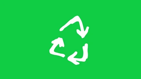 Hand drawn recycle arrows rotating clockwise on green screen Stockbeeldmateriaal 348305383