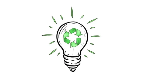 Hand Drawn Recycle Lamp RENDER Stock Footage 242097300