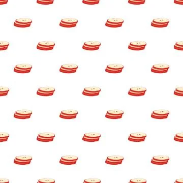 Hand drawn red apple slices seamless pattern Stock Illustration