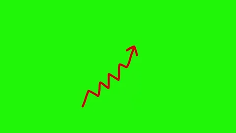 Hand Drawn Red Up Arrow Animation on Green Screen Background Video stock 330114133
