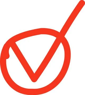 Hand drawn red arrow icon. up left right down arrows. Check mark, circle Stock Illustration