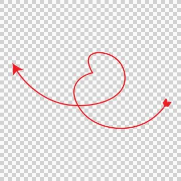 Hand-drawn red arrow looping in continuous motion. Illustrazione stock