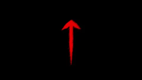 Hand drawn red arrow pointing up isolated on black background for navigatio.. Stock Footage 333782821