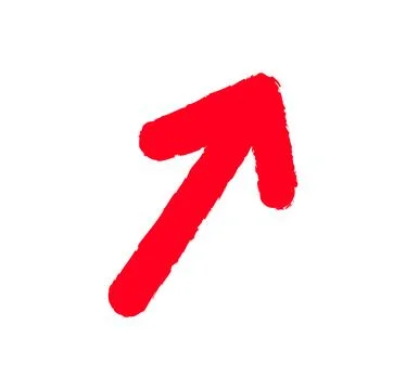 Hand drawn red arrow pointing upwards direction vector icon Stock Illustration