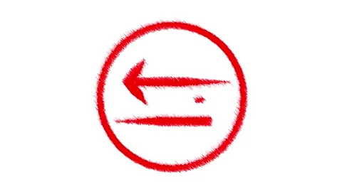 Hand drawn red arrow symbol with a dot inside a circle isolated on white ba.. Stock Footage 333782829