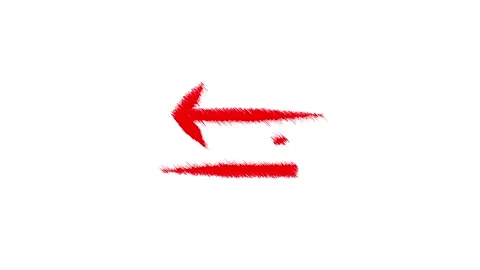 Hand drawn red arrow symbol with a dot isolated on white background for web.. Video stock 333782831
