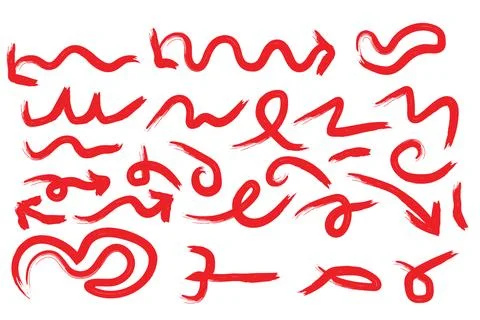 Hand Drawn Red Arrows Collection Set on White Background Stock Illustration
