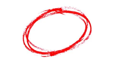Hand Drawn Red Brush Circle Stroke on White Background Stock Illustration