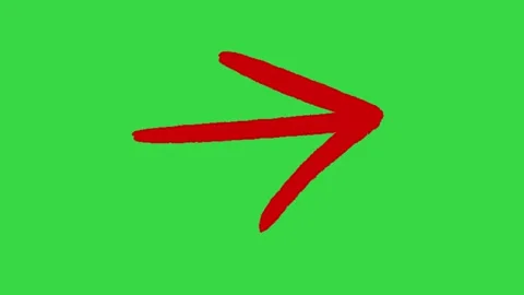 Hand Drawn Red Brush Stroke Directional Arrow Animation on Green Screen Backgrou Stock Footage 339335275