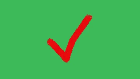 Hand drawn red check mark tick symbol with a gritty textured success icon animat Stock Footage 333046232