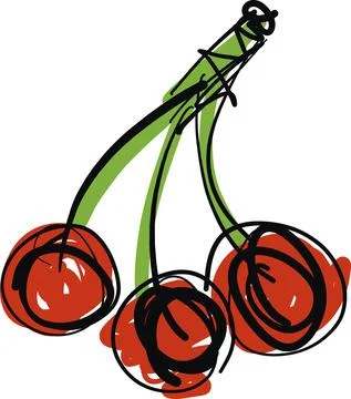 Hand drawn Red Cherry fruit Illustrazione stock