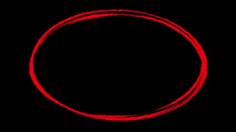 Hand drawn red circle animation highlighting a blank space isolated on black Stock Footage 334930495